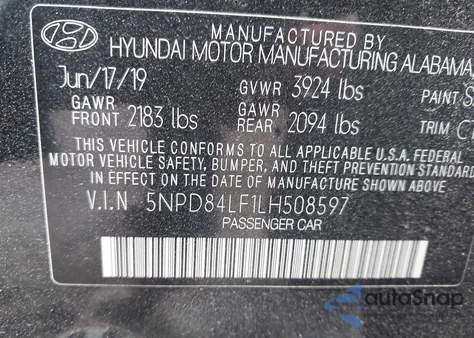 2020 Hyundai Elantra Sel из США, поврежденный, VIN 5NPD84LF1LH508597